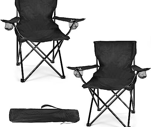 WEIDIORME 2 Pack Lightweight Camping Chairs for Adults & Teens, 250LBS Capacity Foldable Portable Chairs with Carry Bag, Compact Design for Camping, Beach, Picnics, and Outdoor Events