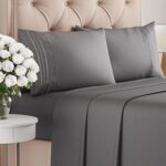 King Size 4 Piece Sheet Set - Comfy Breathable & Cooling Bed Sheets Set - Hotel Luxury Bedding for Women, Men, Kids, Teens, Boys & Girls - Deep Pockets, Ultra-Soft, Wrinkle Free - Oeko-Tex - Dark Grey