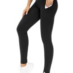 THE GYM PEOPLE Thick High Waist Yoga Pants with Pockets, Tummy Control Workout Running Yoga Leggings for Women (Large, Black)
